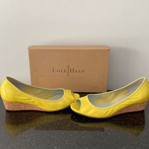 Cole Haan Nike Air Peep Toe Cork Heel Wedge 9